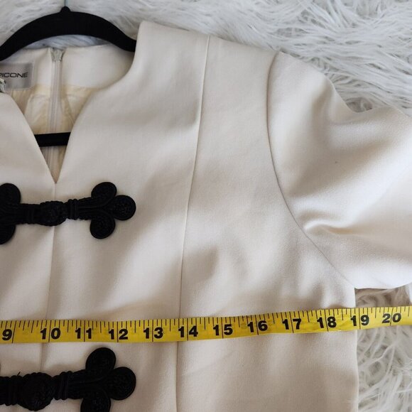 Evan Picone Sheath Dress sz 12 Asian Style Black White Paracord Chinese Button - Picture 5 of 11